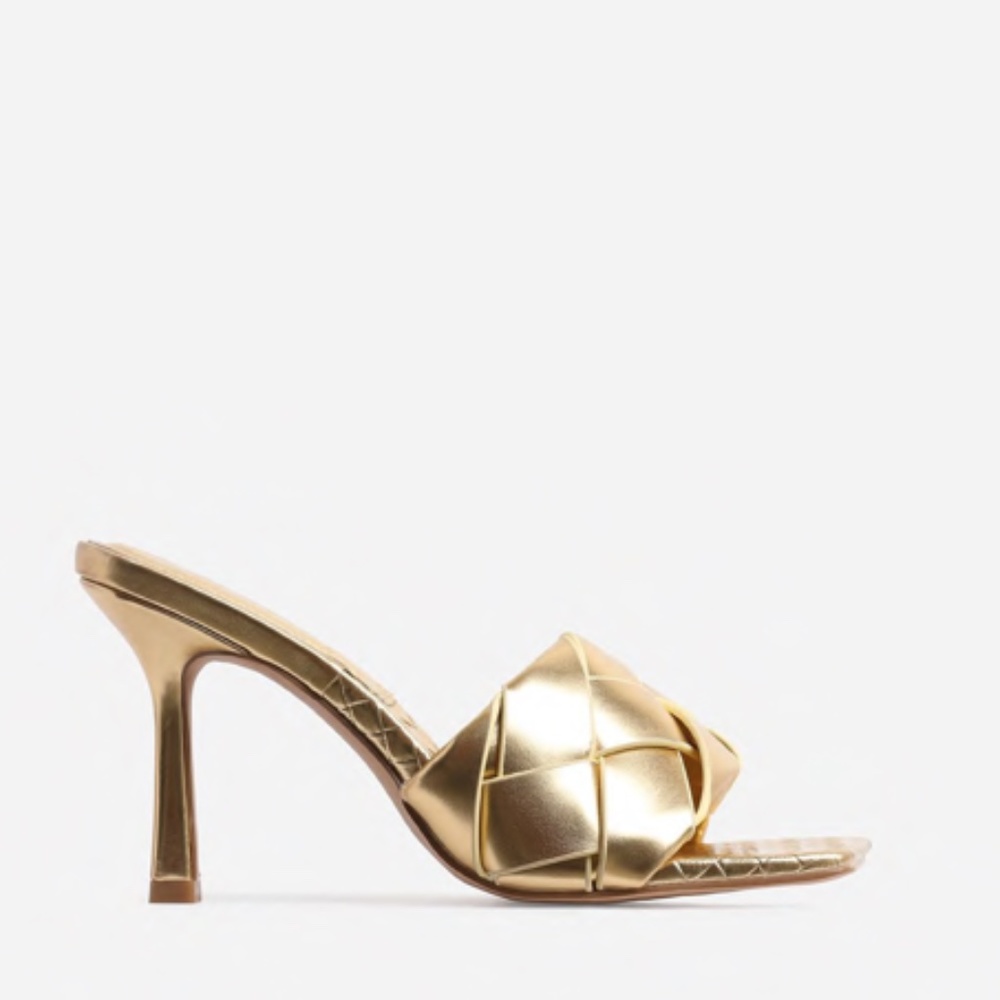 Woven Square Toe Mules - Gold - Picture 5 of 10